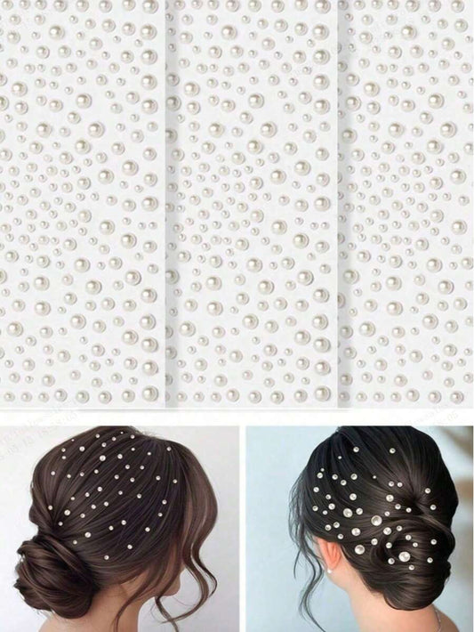 SHEIN ملصقات لؤلؤية ثلاثية الأبعاد ذاتية اللصق لتزيين الشعر عبوة من 3 قطع