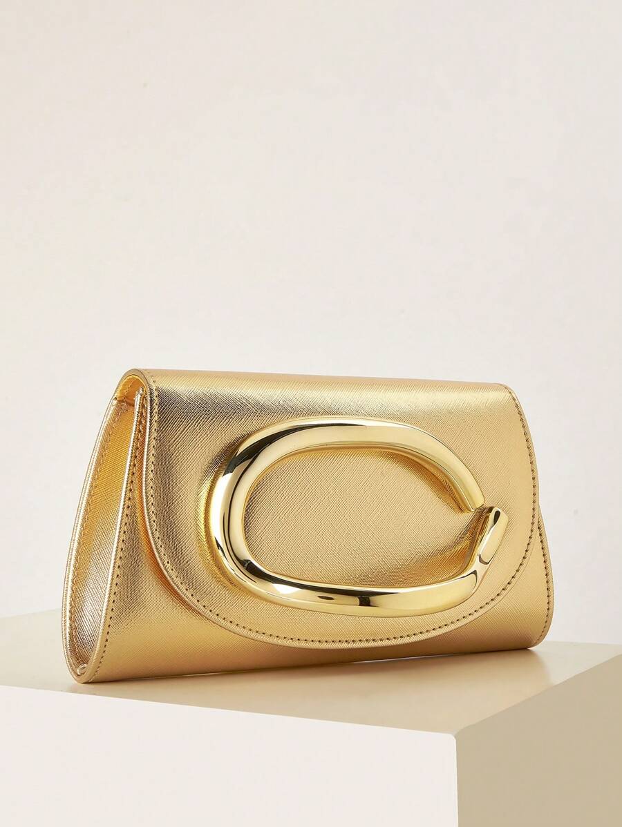 SHEIN حقيبة سهرة ذهبية فخمة مخملية لامعة