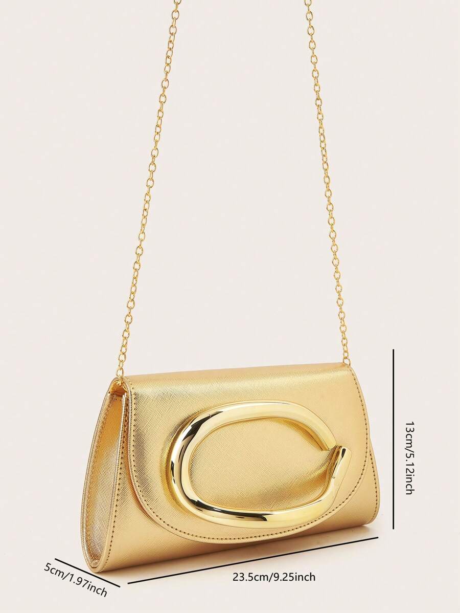 SHEIN حقيبة سهرة ذهبية فخمة مخملية لامعة