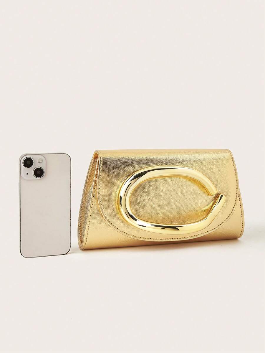 SHEIN حقيبة سهرة ذهبية فخمة مخملية لامعة