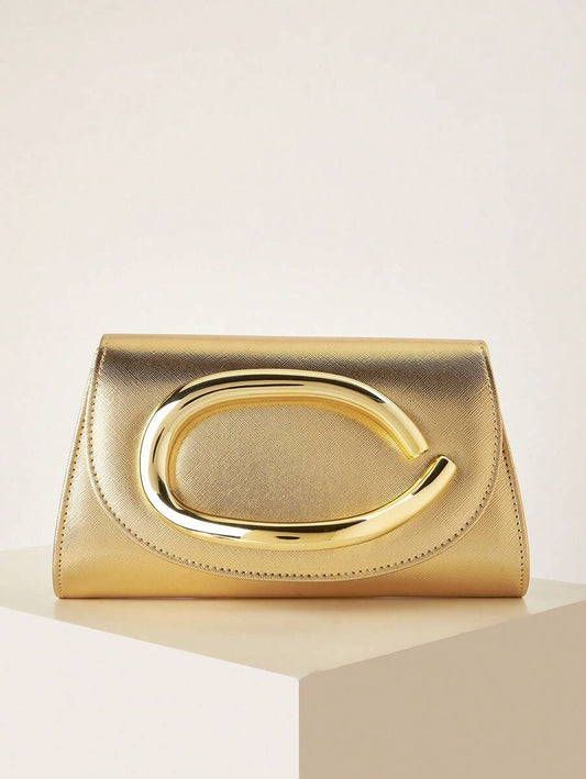 SHEIN حقيبة سهرة ذهبية فخمة مخملية لامعة