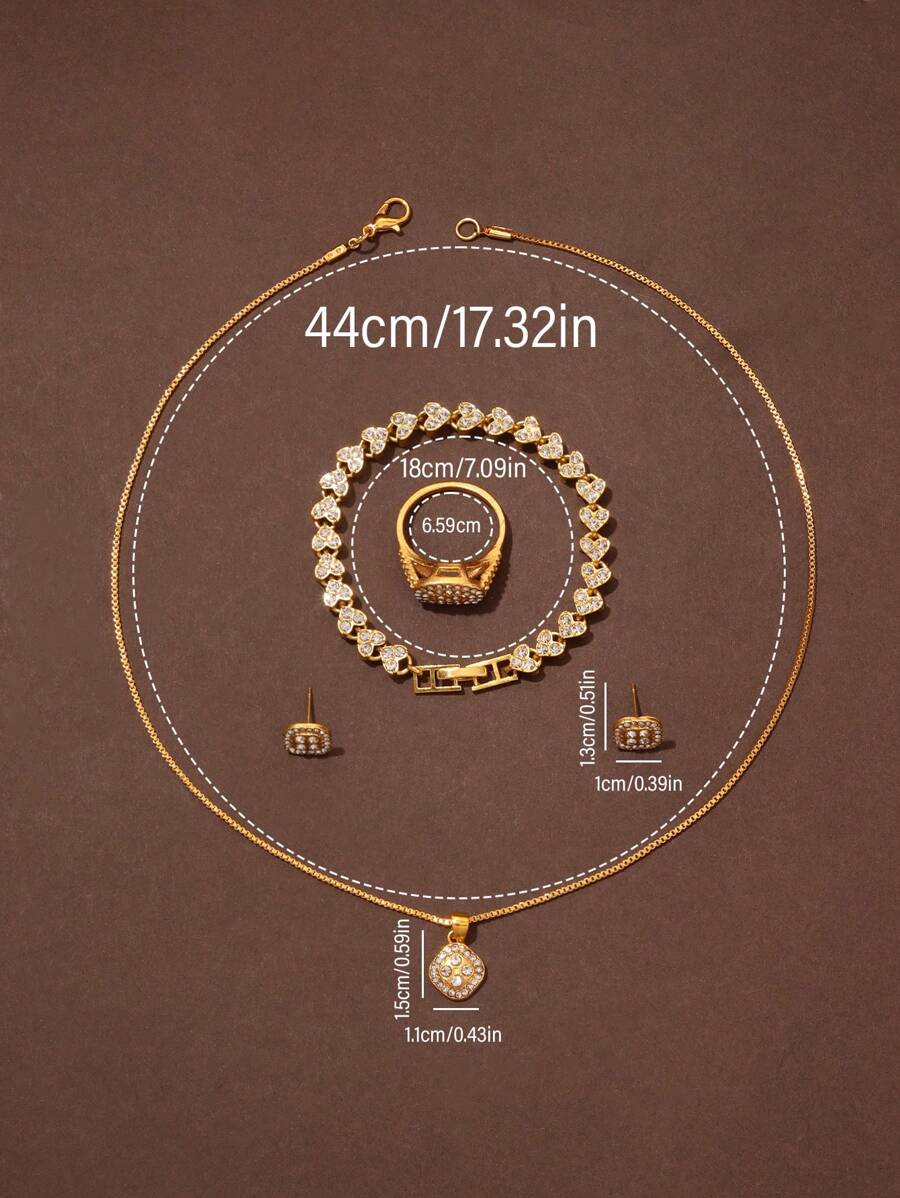 SHEIN مجموعة ساعات نسائية 6 قطع كوارتز مع سوار وقلادة وخاتم وأقراط