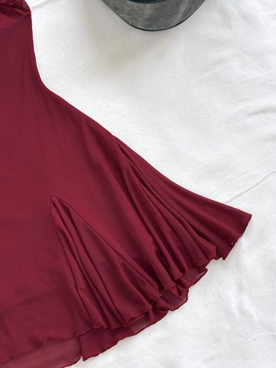 SHEIN WYWH فستان قصير بحمالات رفيعة وظهر مكشوف بتصميم ذيل سمكة