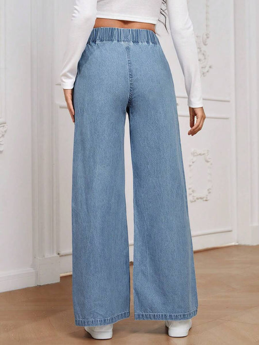 SHEIN EMERY ROSE بنطلون جينز واسع للنساء