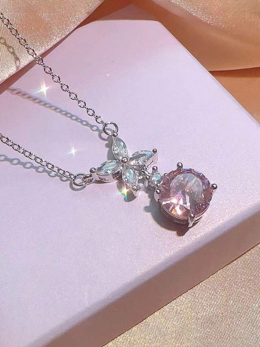 SHEIN طقم مجوهرات 4 قطع بتصميم أزهار صغيرة وقطرة كريستالي