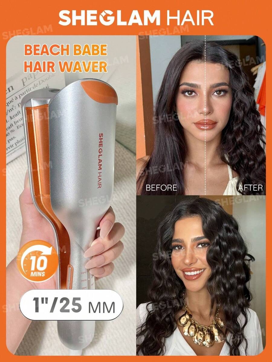 SHEGLAM Hair أداة تجعيد الشعر بتمويج سريع وأيونات للحماية