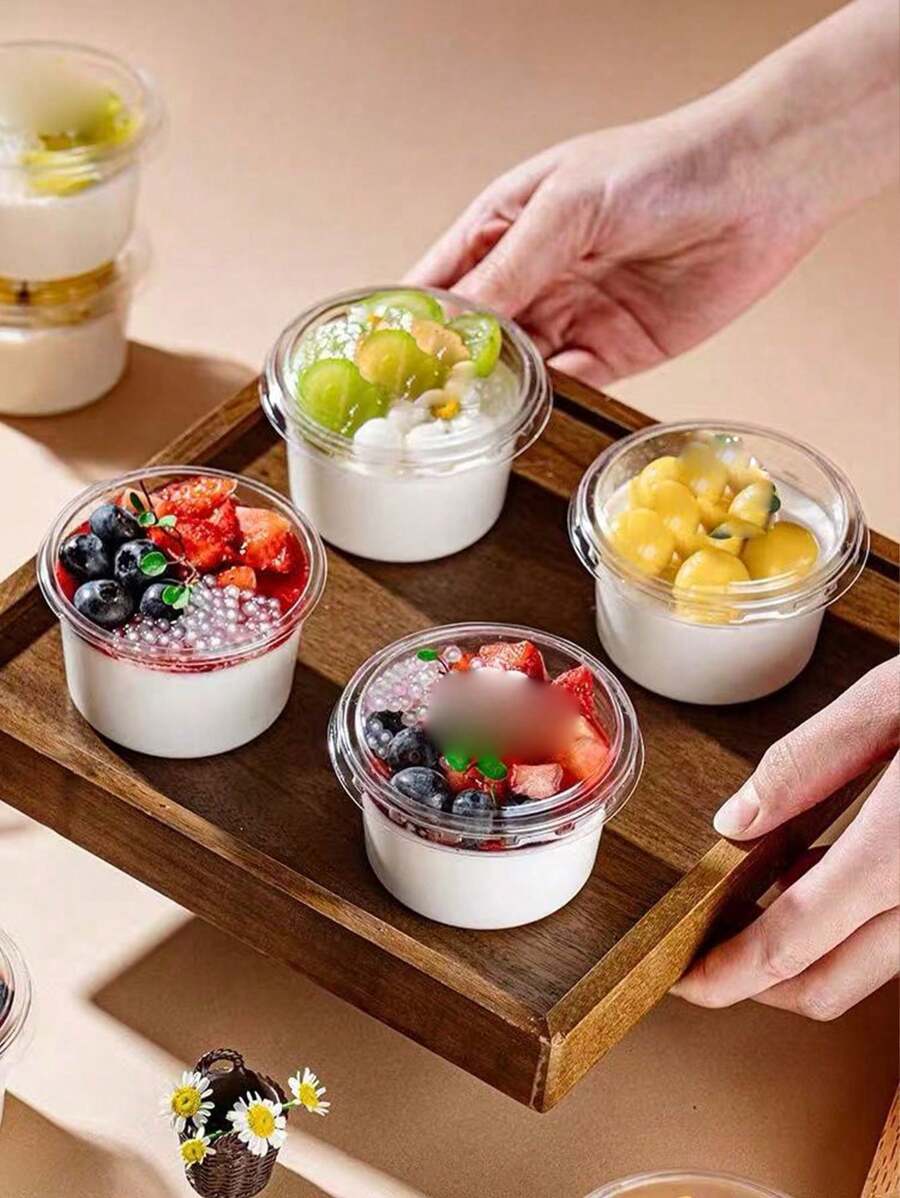 SHEIN أكواب كريمة مزدوجة صغيرة مع أغطية