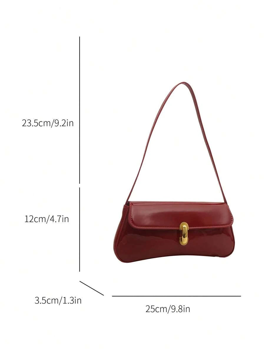 SHEIN حقيبة كتف حمراء بغطاء جلد زائف