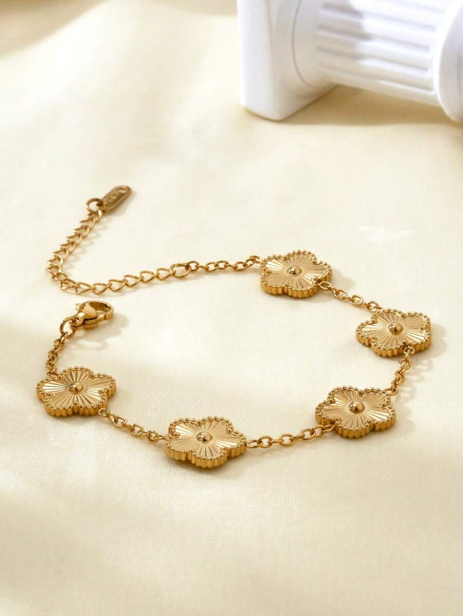 SHEIN طقم مجوهرات ستانلس ستيل مطلي ذهب 18 قيراط