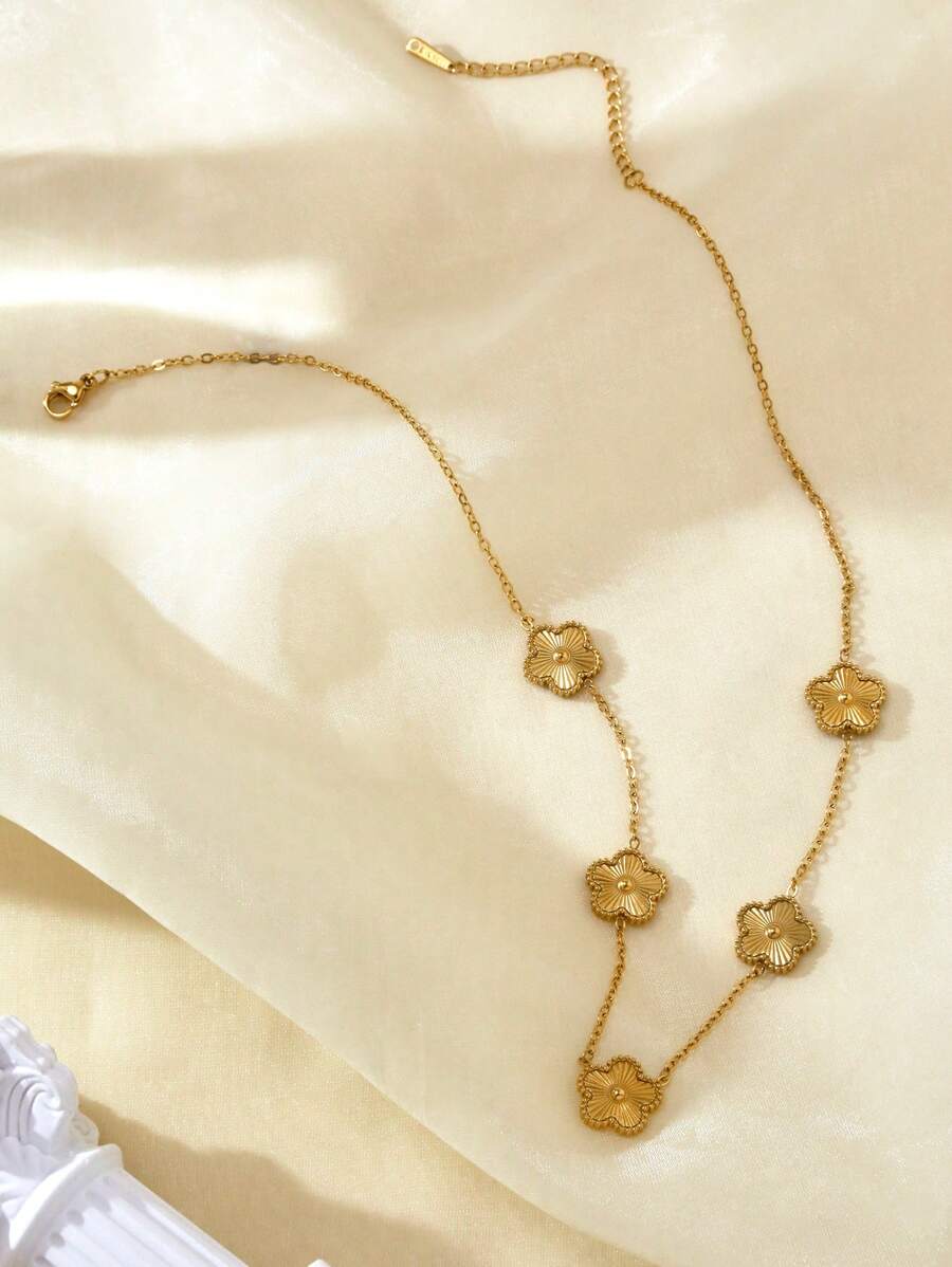 SHEIN طقم مجوهرات ستانلس ستيل مطلي ذهب 18 قيراط