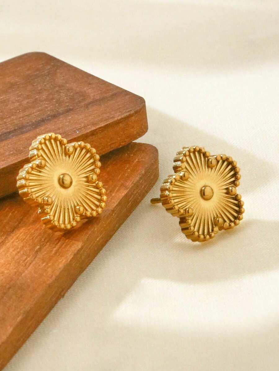 SHEIN طقم مجوهرات ستانلس ستيل مطلي ذهب 18 قيراط