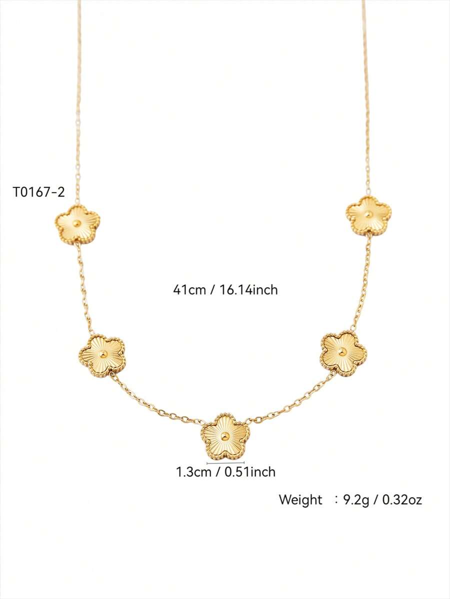 SHEIN طقم مجوهرات ستانلس ستيل مطلي ذهب 18 قيراط