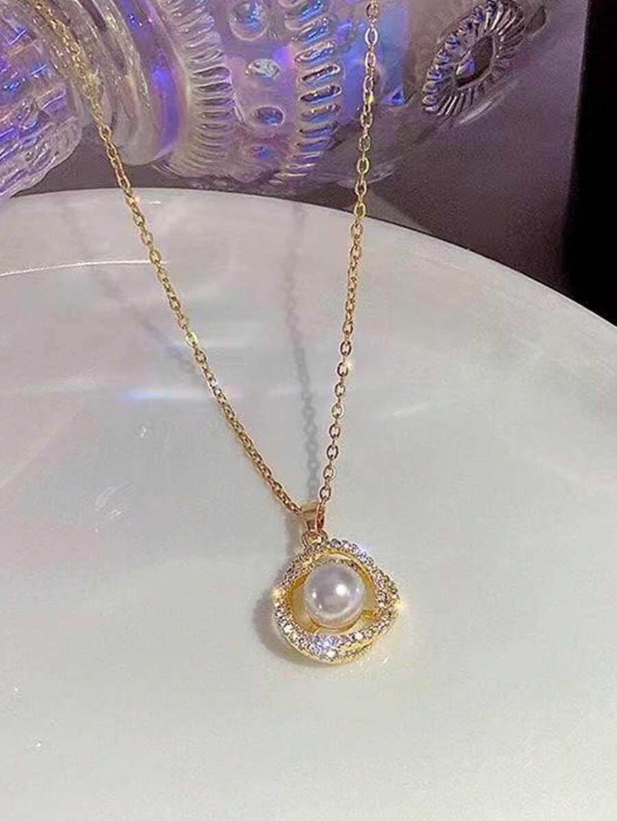 SHEIN طقم مجوهرات 4 قطع ستانلس ستيل مزينة