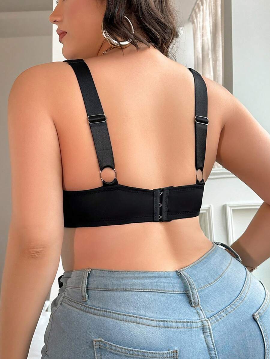 SHEIN حمالة صدر سلكية سوداء بتشوير جوفاء