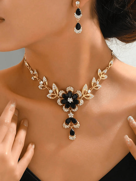 SHEIN مجموعة إكسسوارات 3 قطع بتصميم أزهار وراين