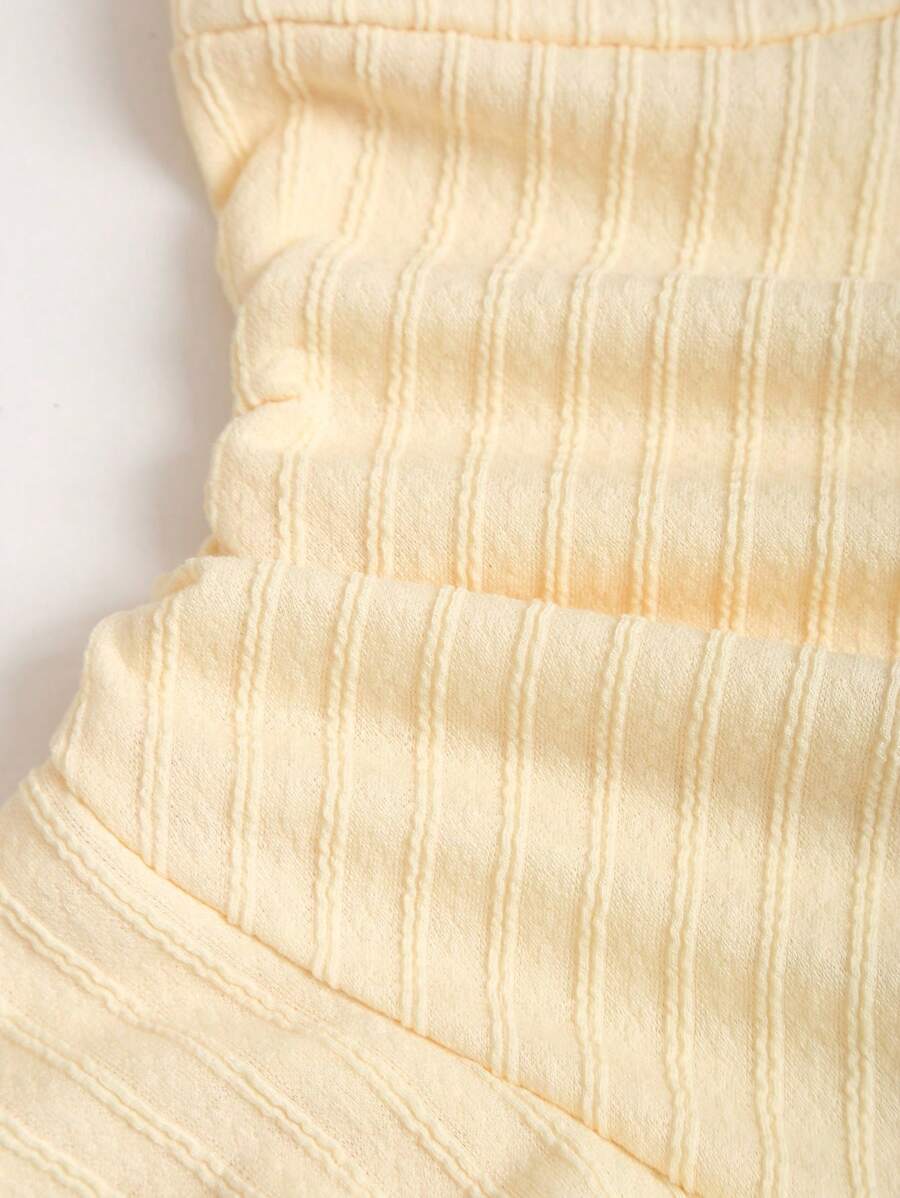 SHEIN Sweetra فستان أصفر قصير برباط رقبة وتنورة كشكش متدرجة ونجمة بحر