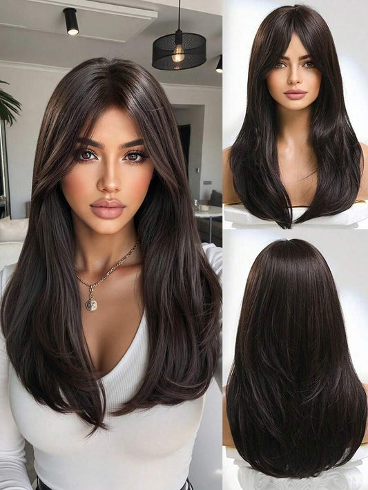 SHEIN باروكة شعر طويل 18 بوصة على شكل فراشة مع غرة