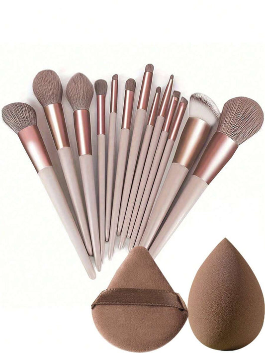 SHEIN مجموعة أدوات مكياج 15 قطعة 13 فرش + 2 إسفنجة