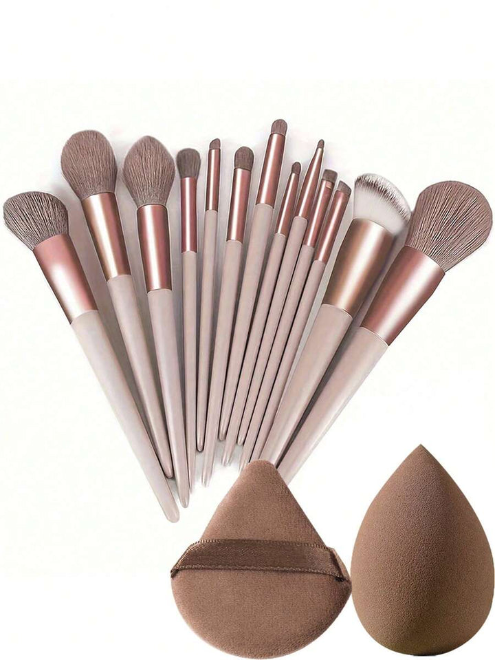 SHEIN مجموعة أدوات مكياج 15 قطعة 13 فرش + 2 إسفنجة