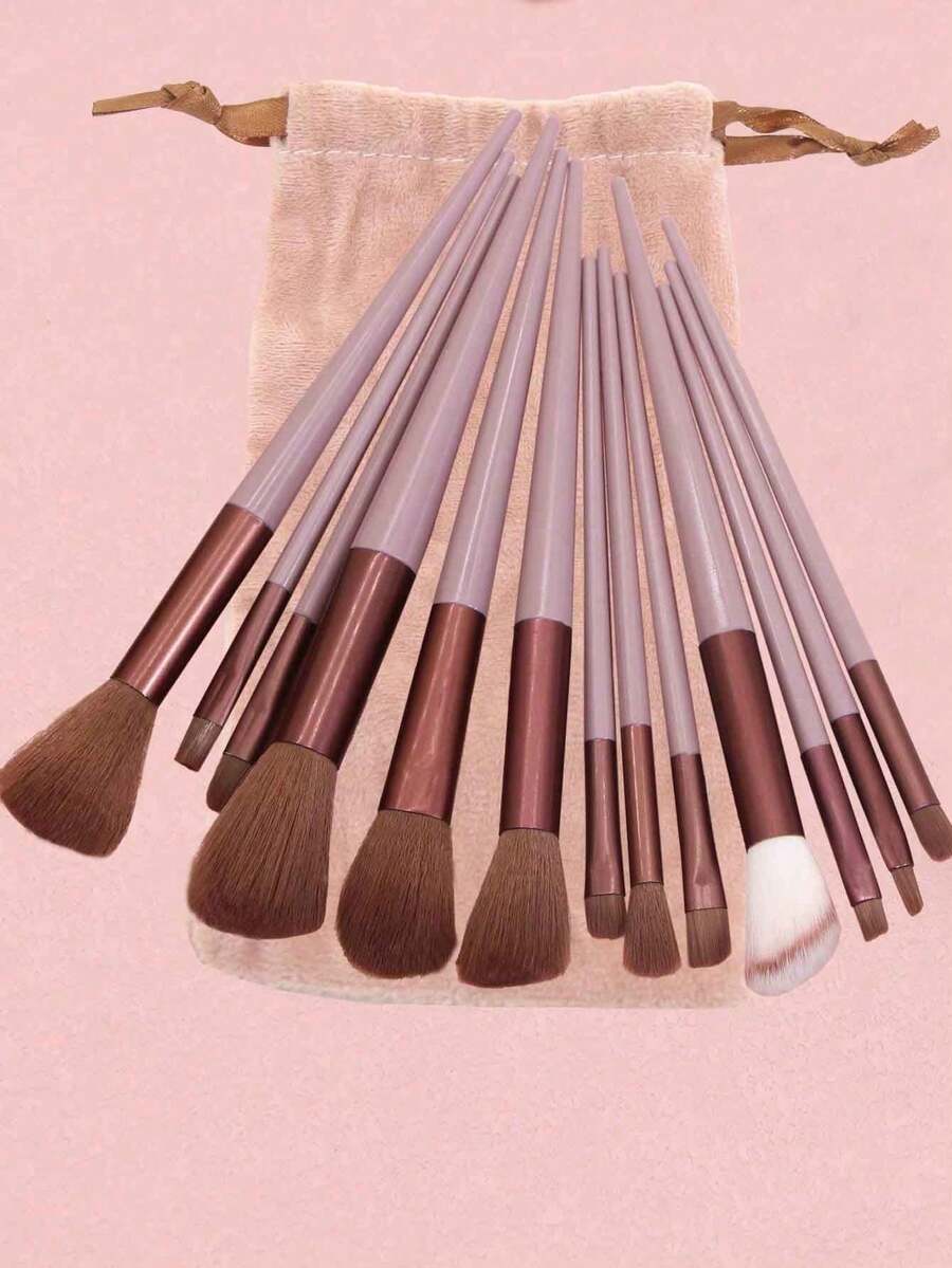 SHEIN مجموعة أدوات مكياج 15 قطعة 13 فرش + 2 إسفنجة