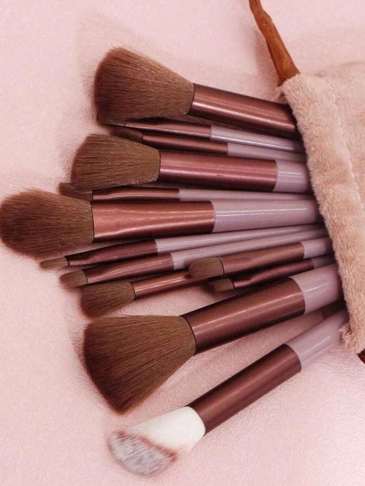 SHEIN مجموعة أدوات مكياج 15 قطعة 13 فرش + 2 إسفنجة