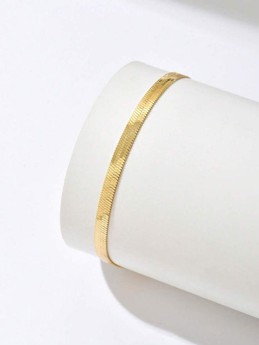 SHEIN اسورة كاحل ذهبية بسلسلة أفعى مسطحة