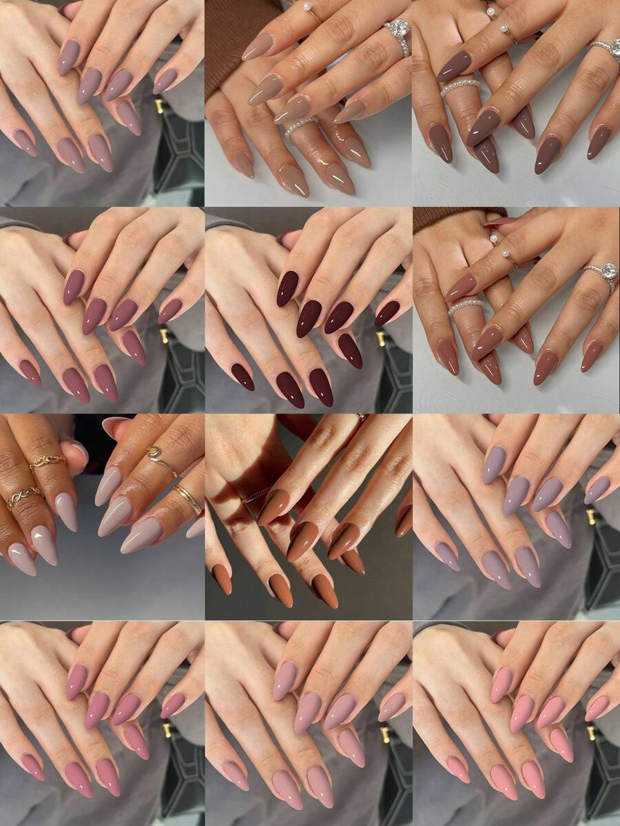 SHEIN أظافر 288 قطعة أكريليك طويلة بتصميم لامع للتركيب السريع