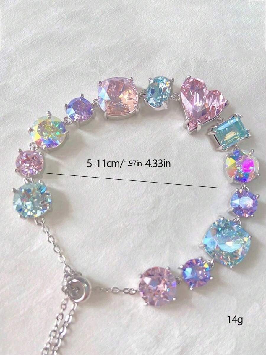 SHEIN سوار بزركونية كريستال ملون بشريط معدني