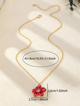 SHEIN قلادة حمراء زهرة خماسية الأوراق