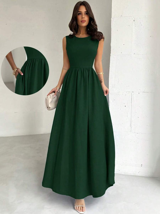 SHEIN Firerie فستان ماكسي أخضر بخصر محدد أنيق