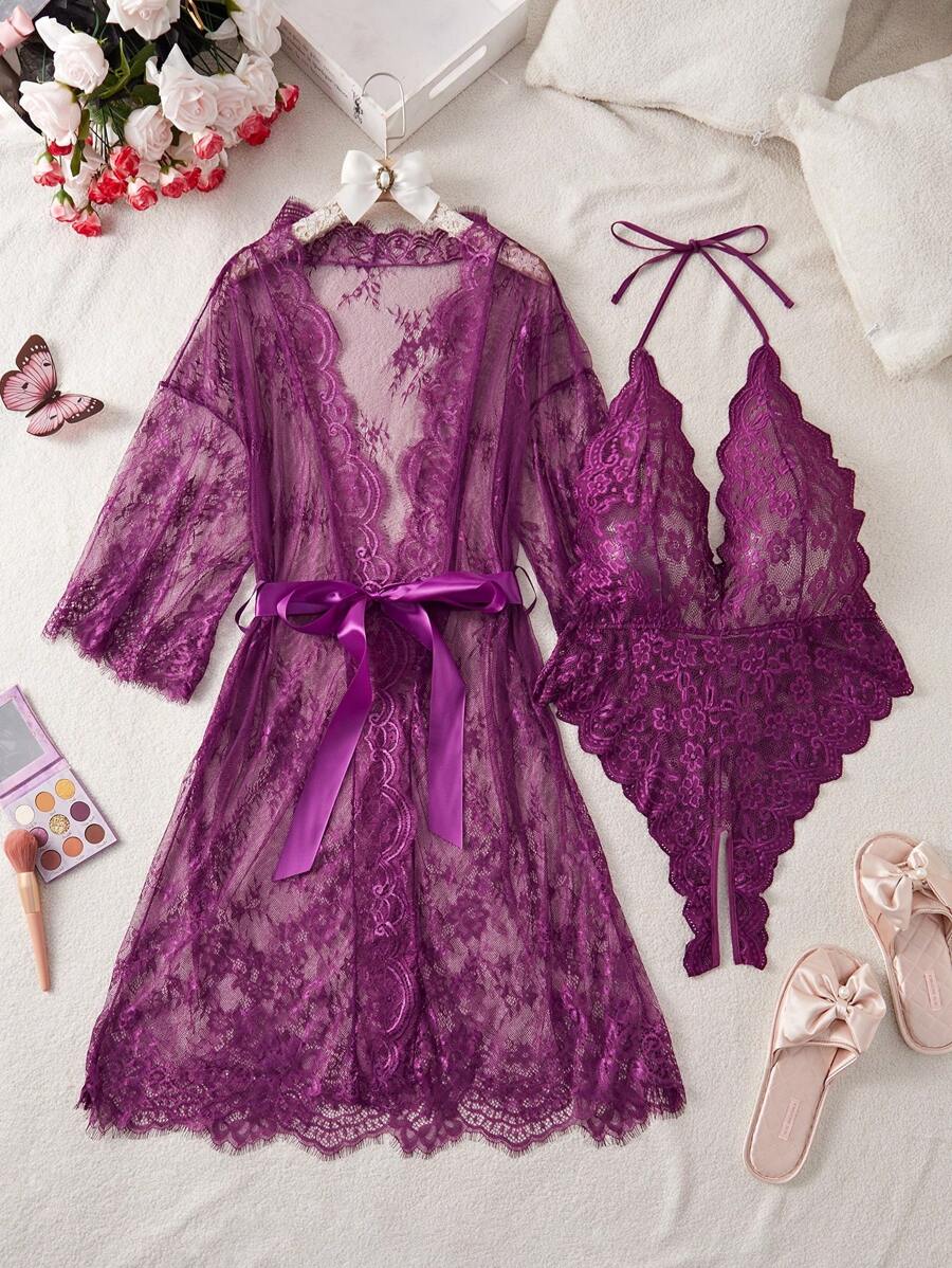 SHEIN بيجامة دانتيل لانجري مثيرة