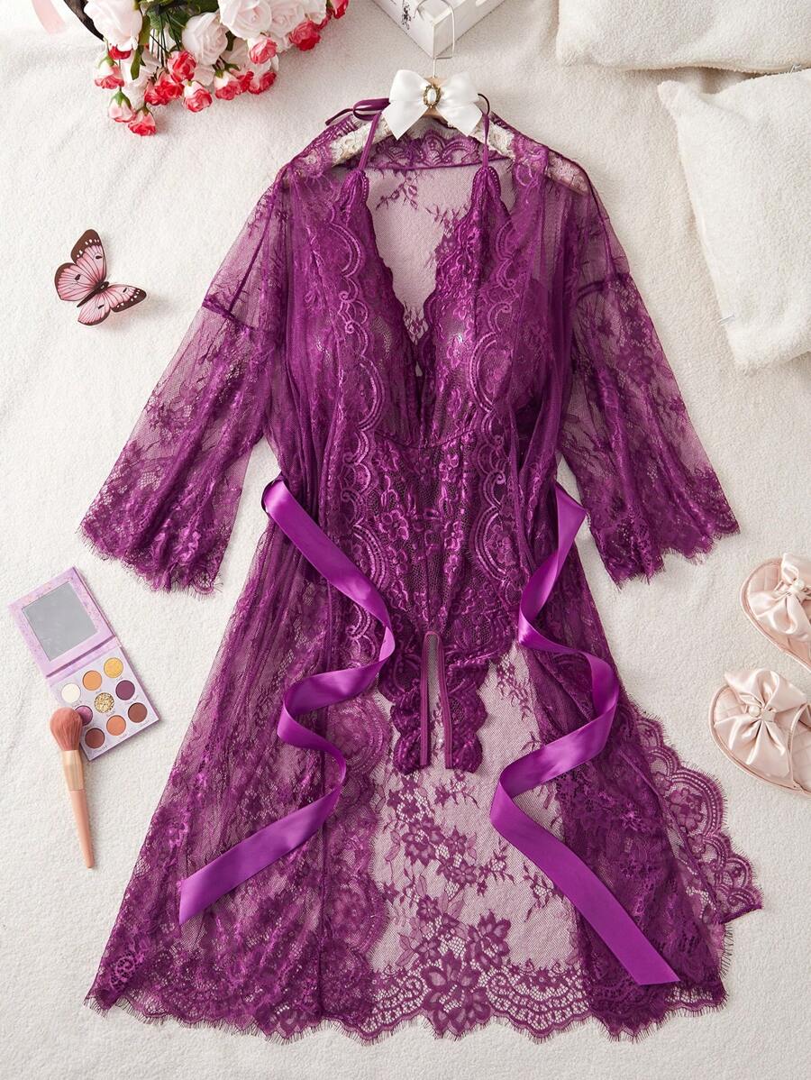 SHEIN بيجامة دانتيل لانجري مثيرة