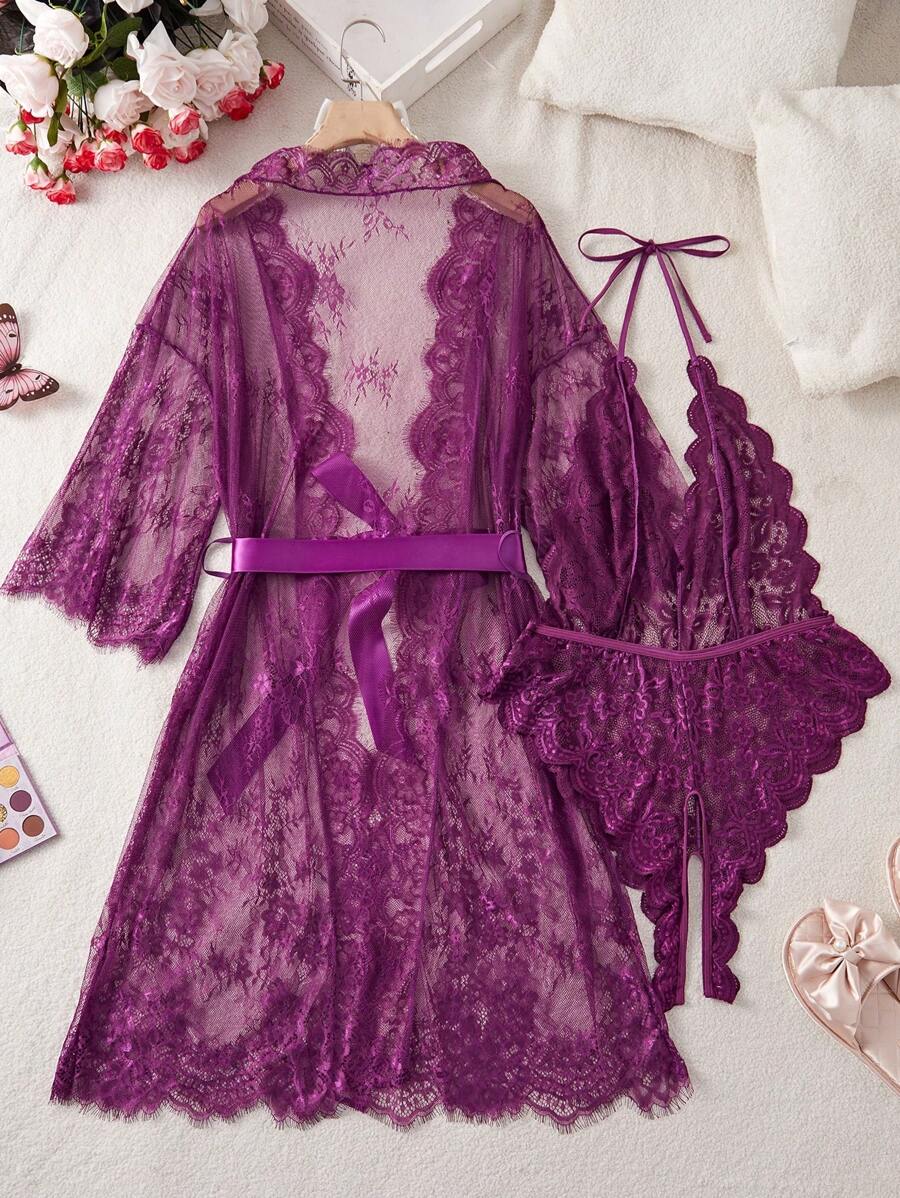 SHEIN بيجامة دانتيل لانجري مثيرة