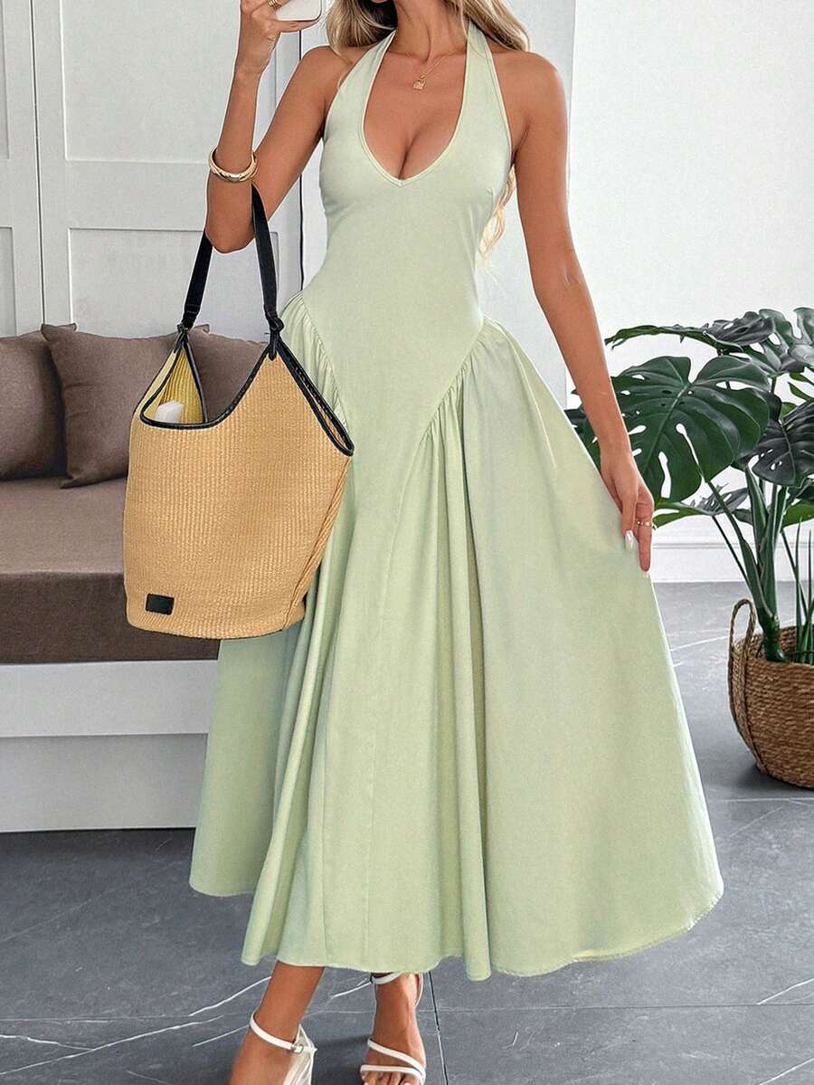 SHEIN UNADOLL فستان كاجوال برقبة هالتر بظهر مفتوح