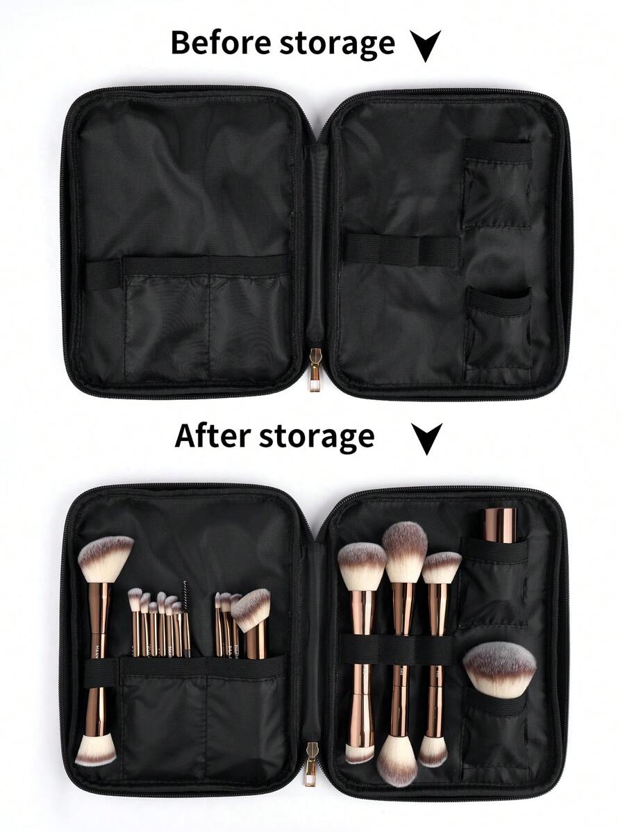 SHEIN MAANGE مجموعة فرش مكياج احترافية بلون قهوة بني