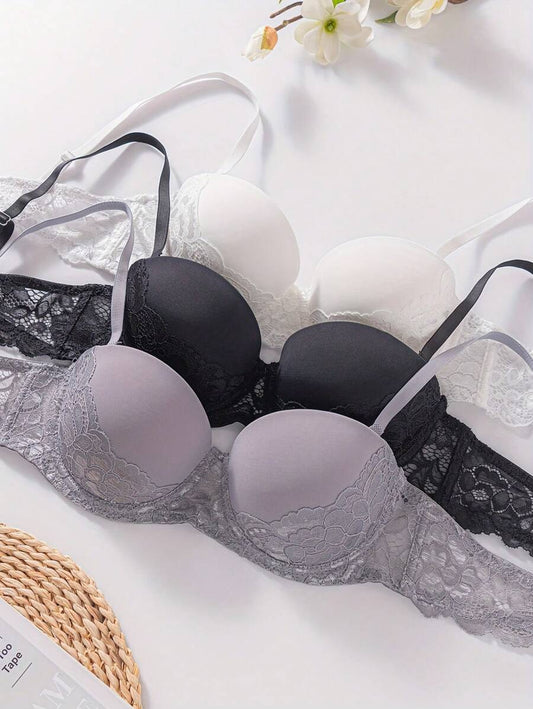 SHEIN صدريات نسائية 3 قطع تطريز دانتيل