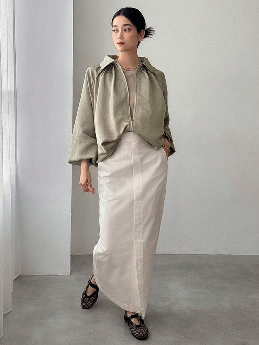 SHEIN FRIFUL جاكيت نسائي فضفاض بياقة ملونة وأكمام منسدلة وسحاب