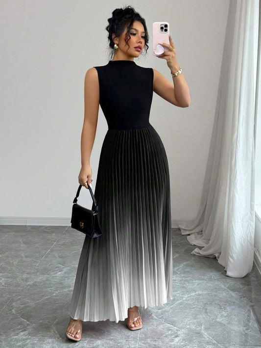 SHEIN Elenzga فستان كاجوال مزين برقعة وأومبير
