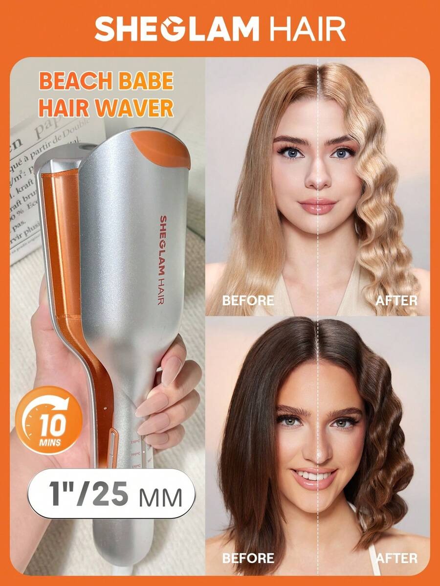 SHEGLAM Hair أداة تجعيد الشعر بتمويج سريع وأيونات للحماية