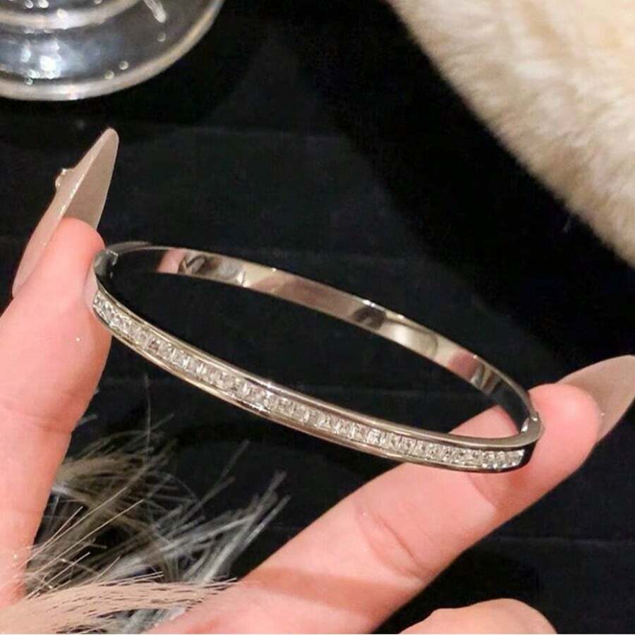 SHEIN سوار ستانلس ستيل بزركونيا