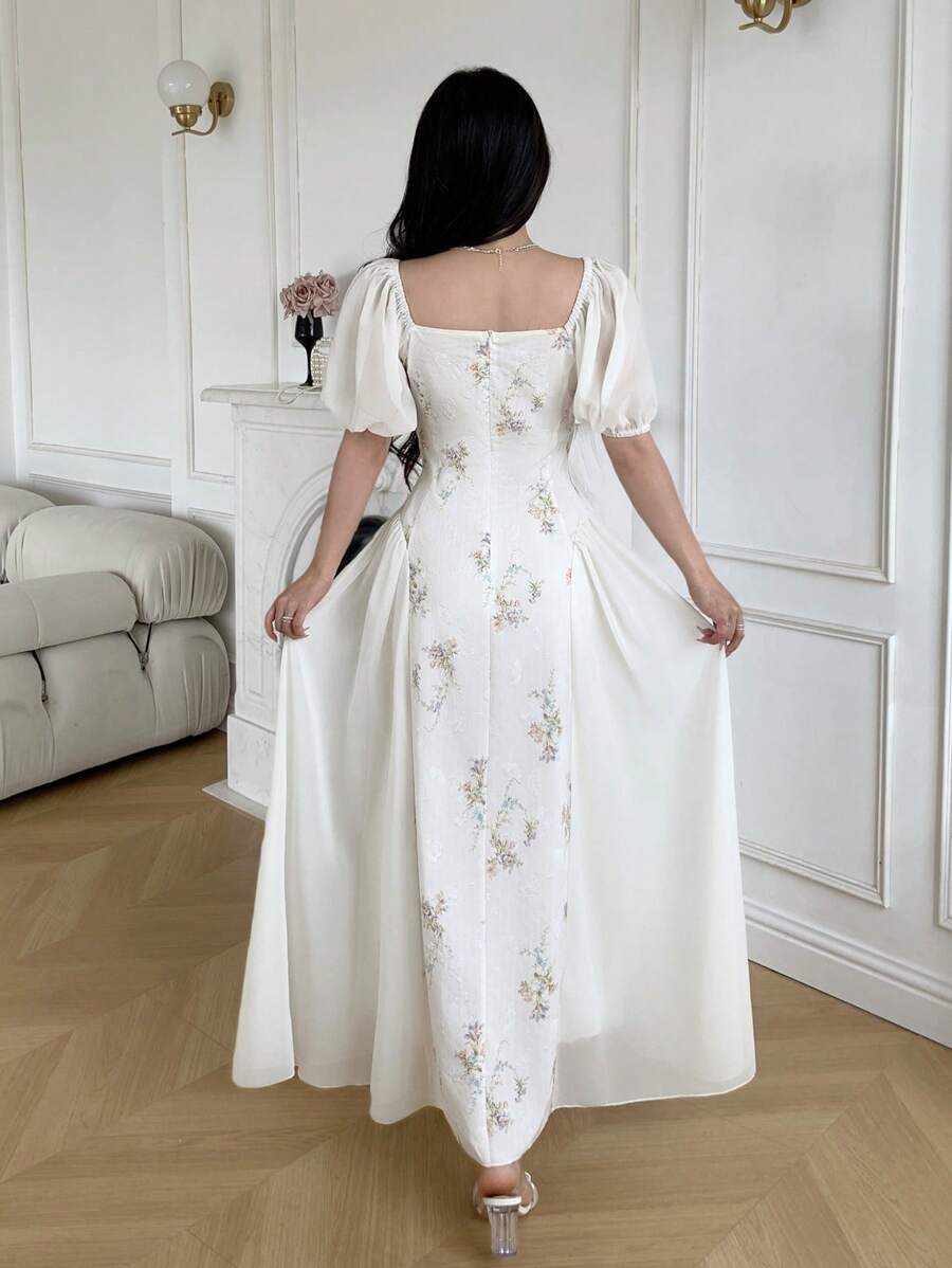SHEIN Modelyn فستان أبيض أنيق من قماش خاص