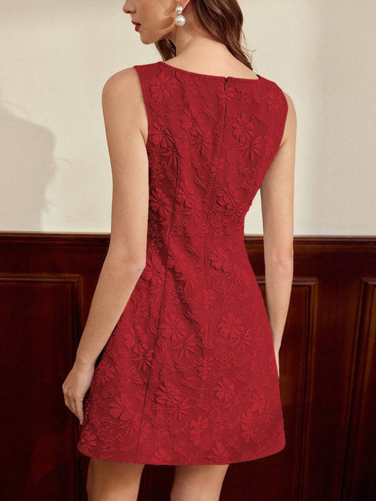 SHEIN Vintamour فستان قصير بدون أكمام بنقشة جاكار