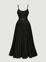 SHEIN MOD فستان أسود طويل بحزام