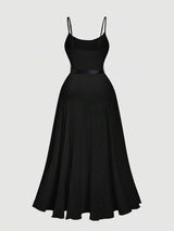 SHEIN MOD فستان أسود طويل بحزام