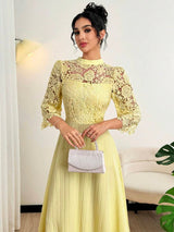 SHEIN Modelyn فستان أصفر بتطريز خرز