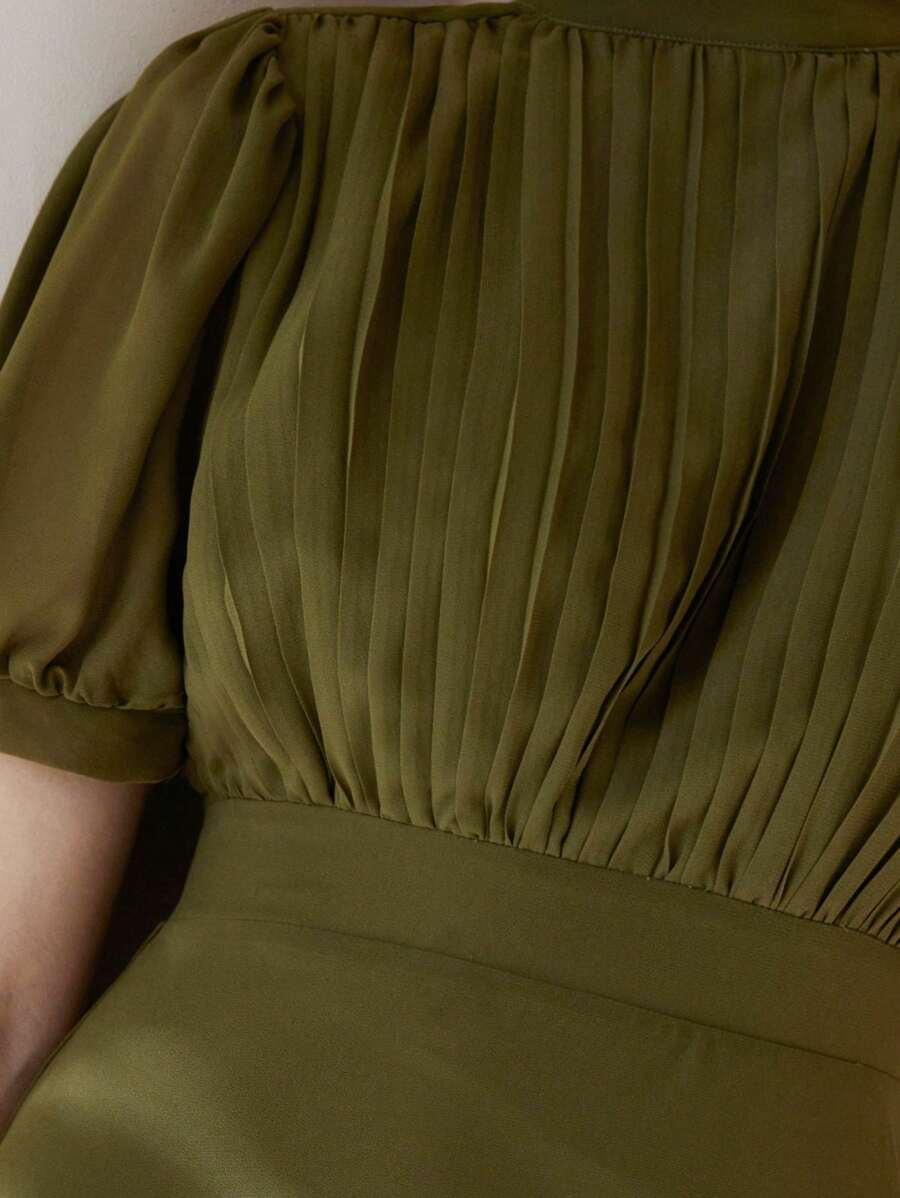 SHEIN Aveloria Modichic فستان شيفون بأكمام أميرية وخصر محدد