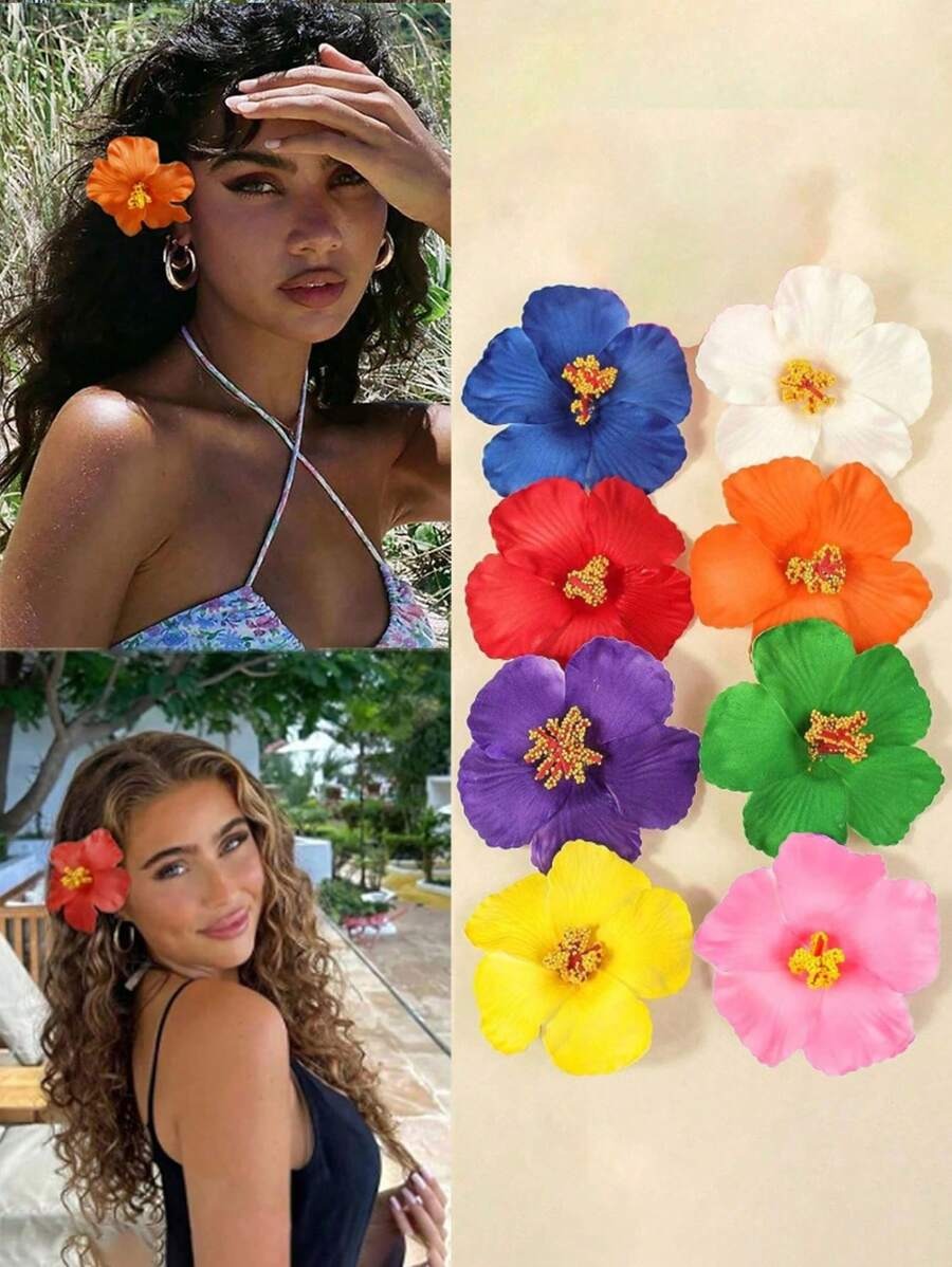 SHEIN أغطية شعر زهور استوائية 4 قطع