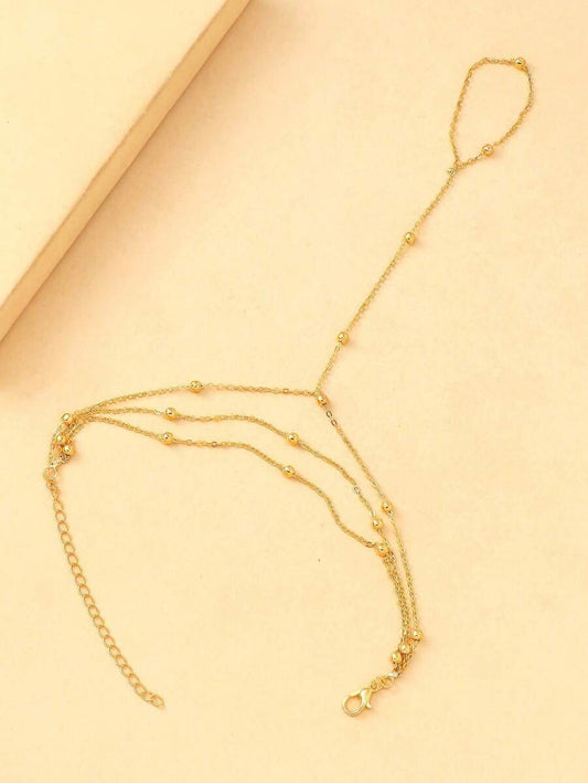 SHEIN سوار ذهبي متعدد الطبقات مع حلقة إصبع