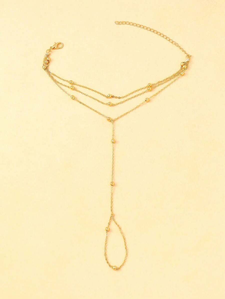 SHEIN سوار ذهبي متعدد الطبقات مع حلقة إصبع