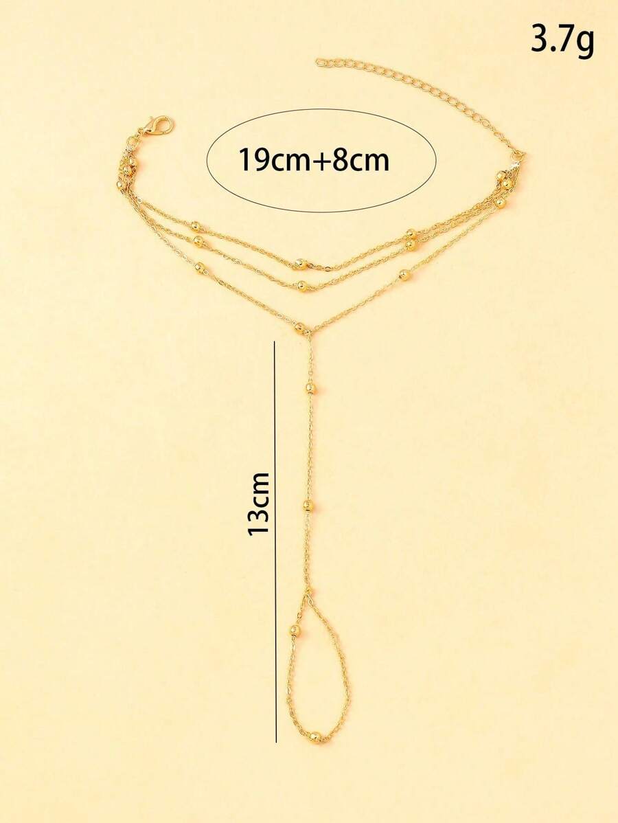 SHEIN سوار ذهبي متعدد الطبقات مع حلقة إصبع